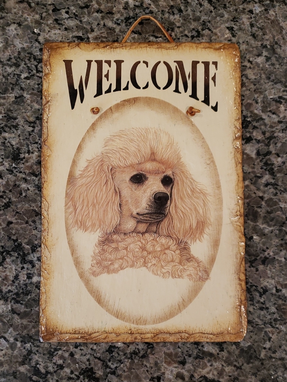 Slate Poodle Welcome Sign